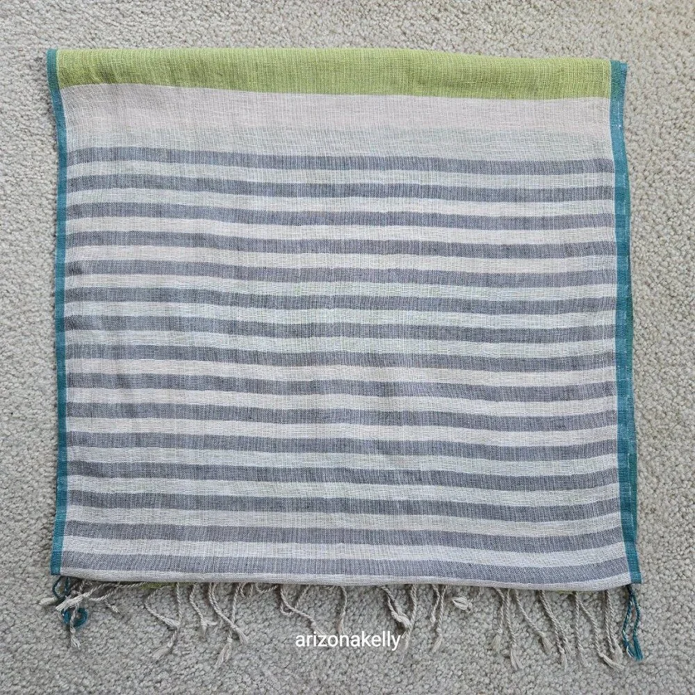 NWOT Linen Gudrun Sjödén Scarf Green Grey Sweden Scandinavian